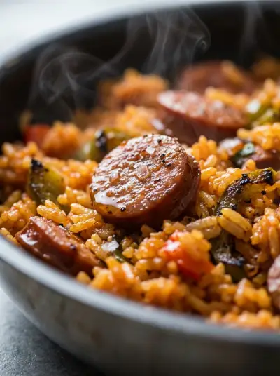 Beef Sausage and Rice Skillet