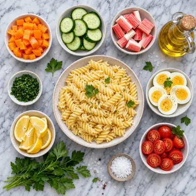 Pasta Salad with Surimi and Hard-Boiled Eggs - cooking process