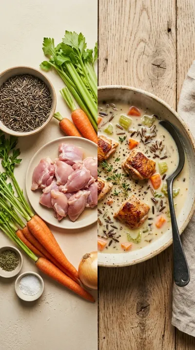 Crockpot Creamy Chicken and Wild Rice Soup - ready to serve