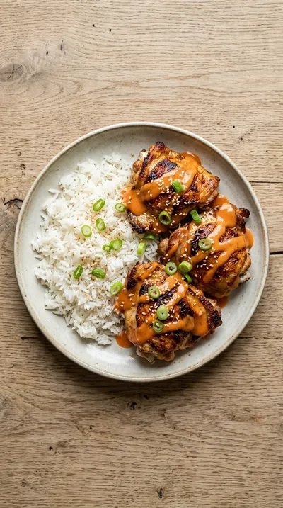 Skillet Bang Bang Chicken Thighs - cooking process
