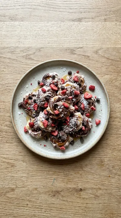 Decadent Chocolate Strawberry Greek Yogurt Clusters - cooking process