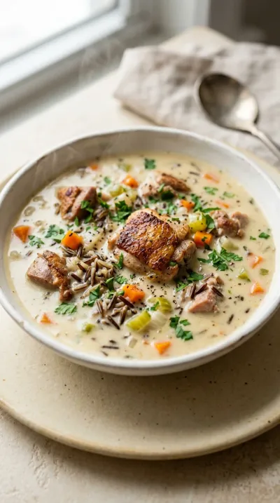 Crockpot Creamy Chicken and Wild Rice Soup