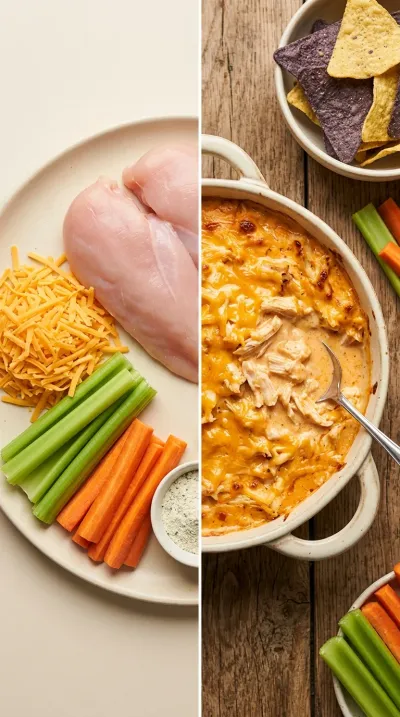 5-Ingredient Crockpot Buffalo Chicken Dip - ready to serve