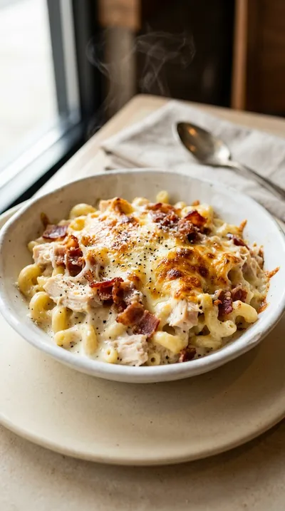 Chicken Turkey Bacon Ranch Pasta Casserole