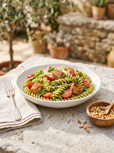 Easy Chicken Pesto Pasta Salad