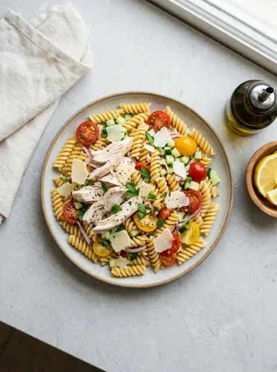Pasta Salad with Chicken & Parmesan - ingredients preparation