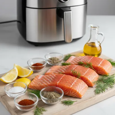 Air Fryer Salmon – Quick & Easy Recipe - cooking process