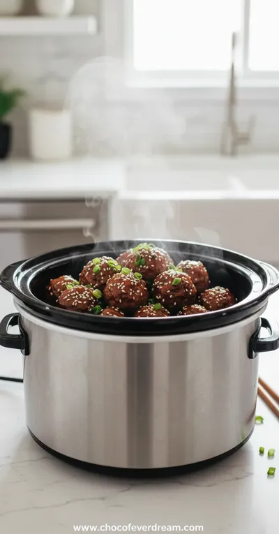 Asian Meatballs Crockpot - Easy Slow Cooker Recipe