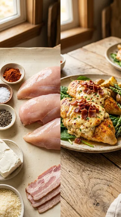 Million Dollar Baked Chicken Breast with Turkey Bacon - ready to serve