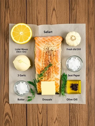 Baked Lemon Garlic Butter Salmon - ingredients preparation