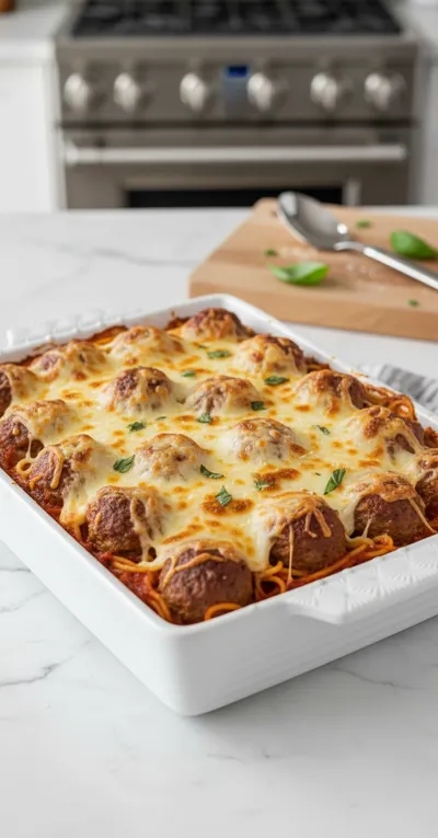 Baked Spaghetti and Meatballs Casserole