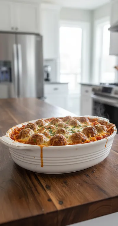 Baked Spaghetti and Meatballs Casserole