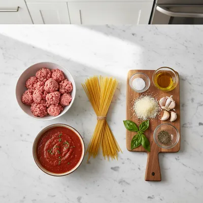 Baked Spaghetti and Meatballs Casserole - cooking process