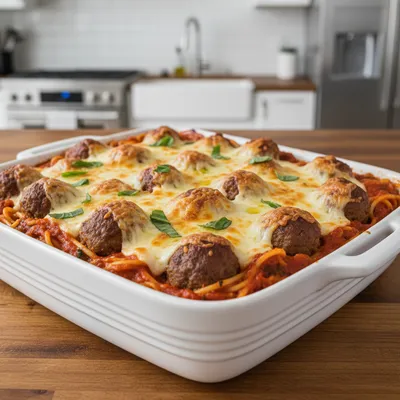 Baked Spaghetti and Meatballs