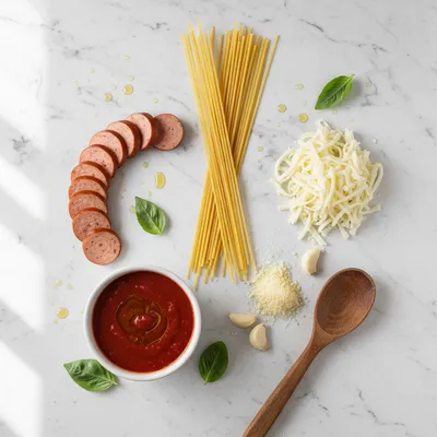 Baked Spaghetti Casserole With Chicken Sausage - cooking process