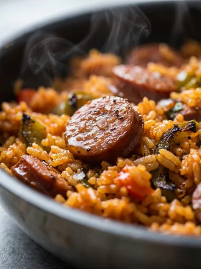 Beef Sausage and Rice Skillet