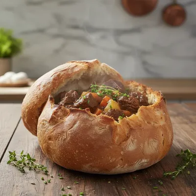 Beef Stew in a Bread Bowl Recipe