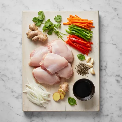 Black Pepper Chicken With Crisp Vegetables - cooking process