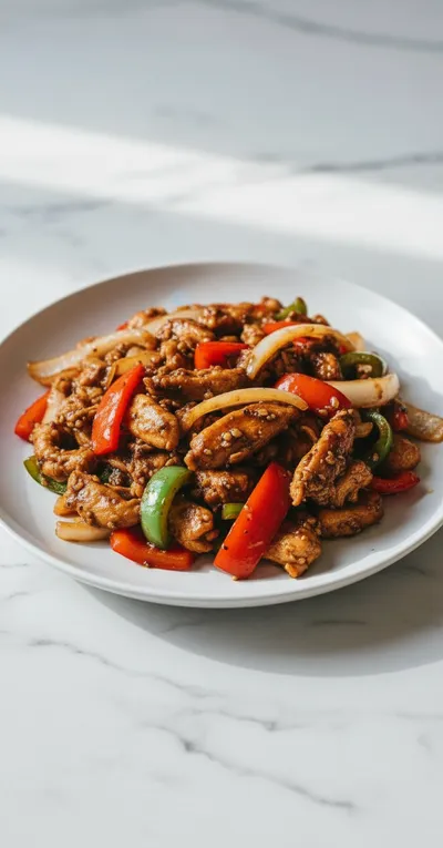 Black Pepper Chicken With Crisp Vegetables