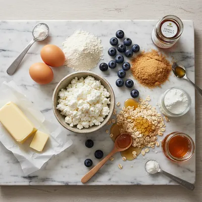 Blueberry Cottage Cheese Breakfast Bake - ingredients preparation