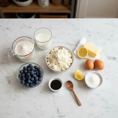Blueberry Lemon Ricotta Pancakes - cooking process