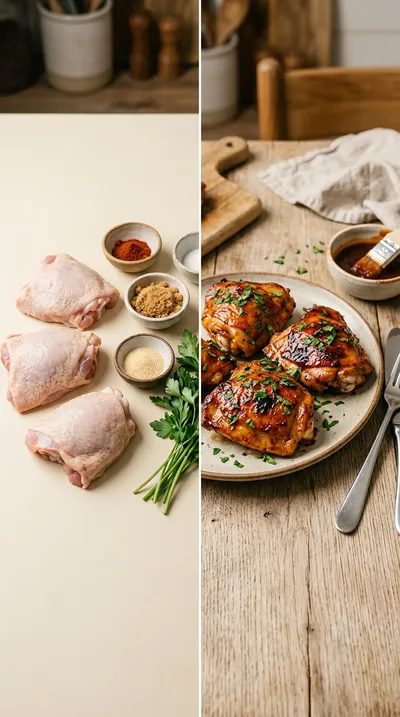 Caramelized BBQ Chicken Thighs - Easy Oven Recipe - ready to serve