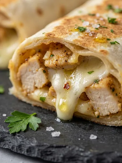 Cheesy Garlic Chicken Wraps