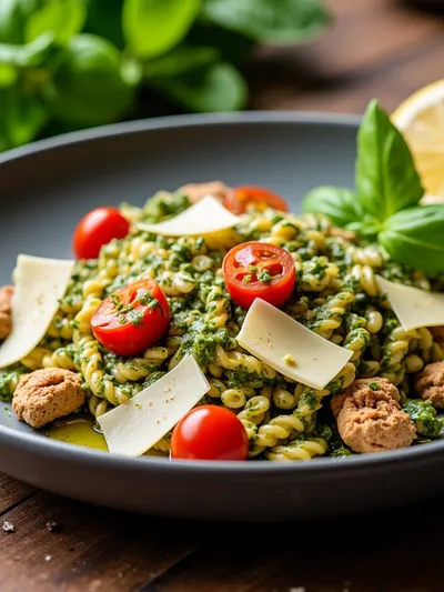 Easy Chicken Pesto Pasta Salad - cooking process