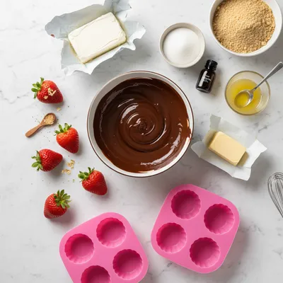 Chocolate Strawberry Mini Cheesecakes - cooking process