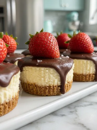 Chocolate Strawberry Mini Cheesecakes