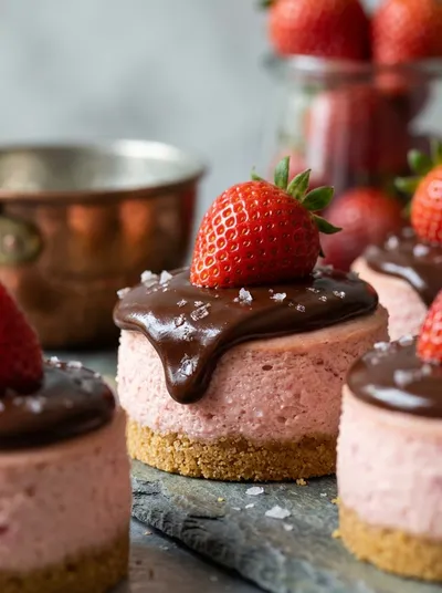Chocolate Strawberry Mini Cheesecakes