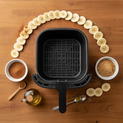 Cinnamon Sugar Air Fryer Banana Chips - cooking process