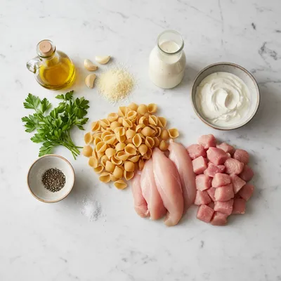 Creamy Chicken Turkey Ranch Pasta - cooking process