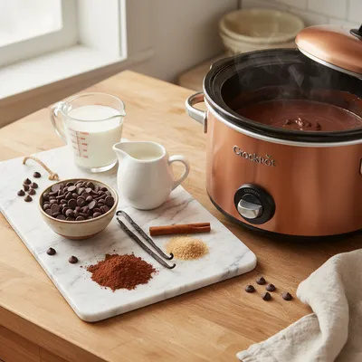Creamy Crockpot Hot Chocolate - cooking process