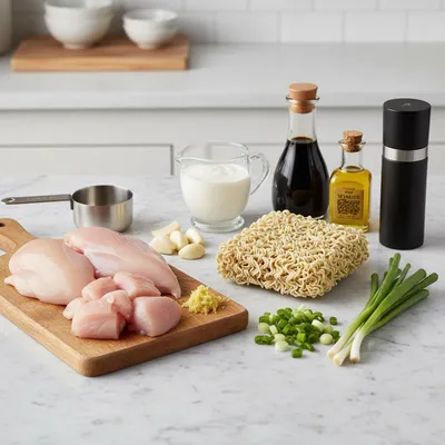 Creamy Garlic Chicken Ramen - cooking process