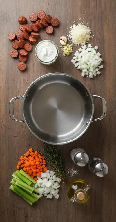 Creamy Parmesan Beef Sausage Soup - cooking process