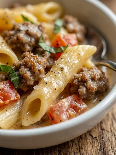 Creamy Rotel Pasta With Ground Beef