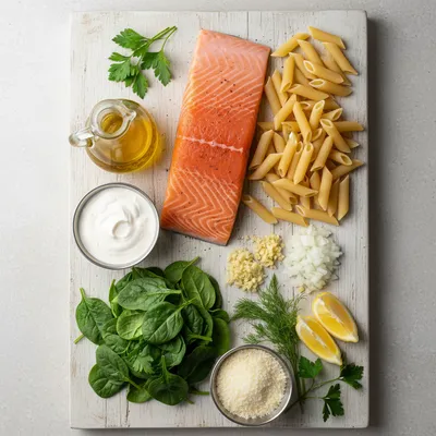 Creamy Salmon Spinach Pasta – Ready in 25 Minutes - cooking process