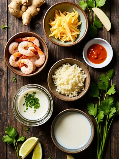 Creamy Thai Coconut Shrimp Curry - ingredients preparation