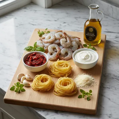 Creamy Tuscan Shrimp Linguine - cooking process