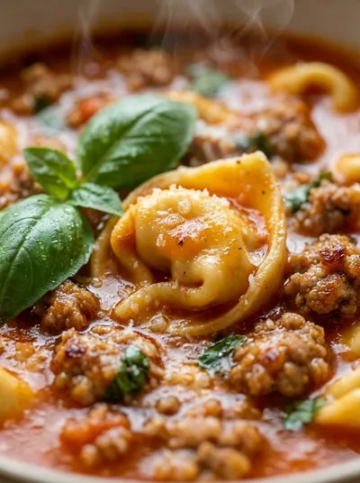 Crockpot Beef Sausage Tortellini Soup