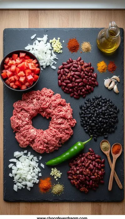 Crockpot Chili with Ground Beef and Beans - cooking process