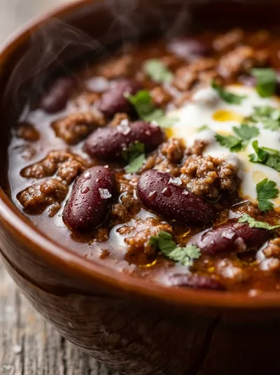 Crockpot Chili with Ground Beef and Beans