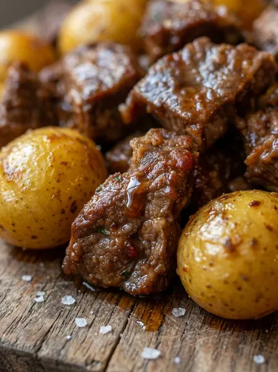 Crockpot Steak Bites and Potatoes