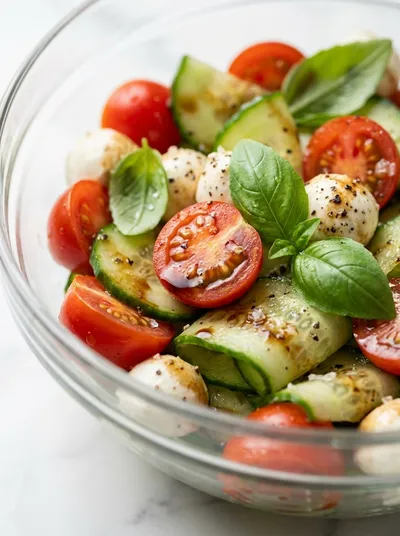 Easy Cucumber Caprese Salad Recipe