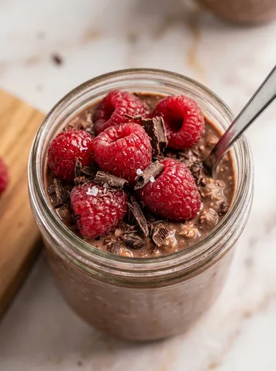 Dark Chocolate Raspberry Overnight Oats