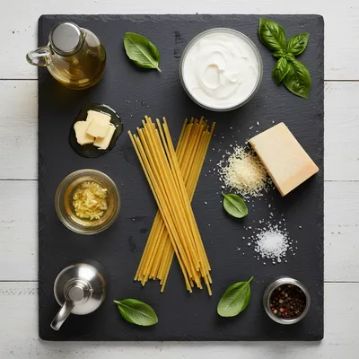 Dreamy One-Pot Creamy Garlic Pasta - ingredients preparation