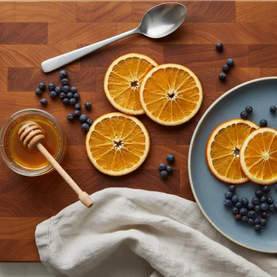 Dried Orange Slices With Honey And Juniper - cooking process