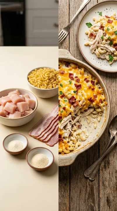 Chicken Turkey Bacon Ranch Pasta Casserole - ready to serve