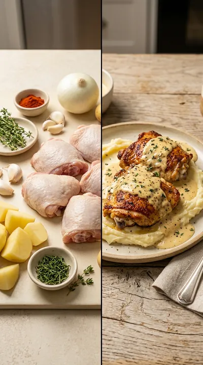 Creamy Oven Baked Chicken Thighs - ready to serve